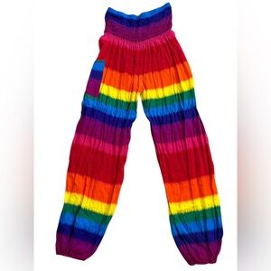 Gypsy Gal Rainbow Harem Pants Boho Festival Wide Leg Size Large